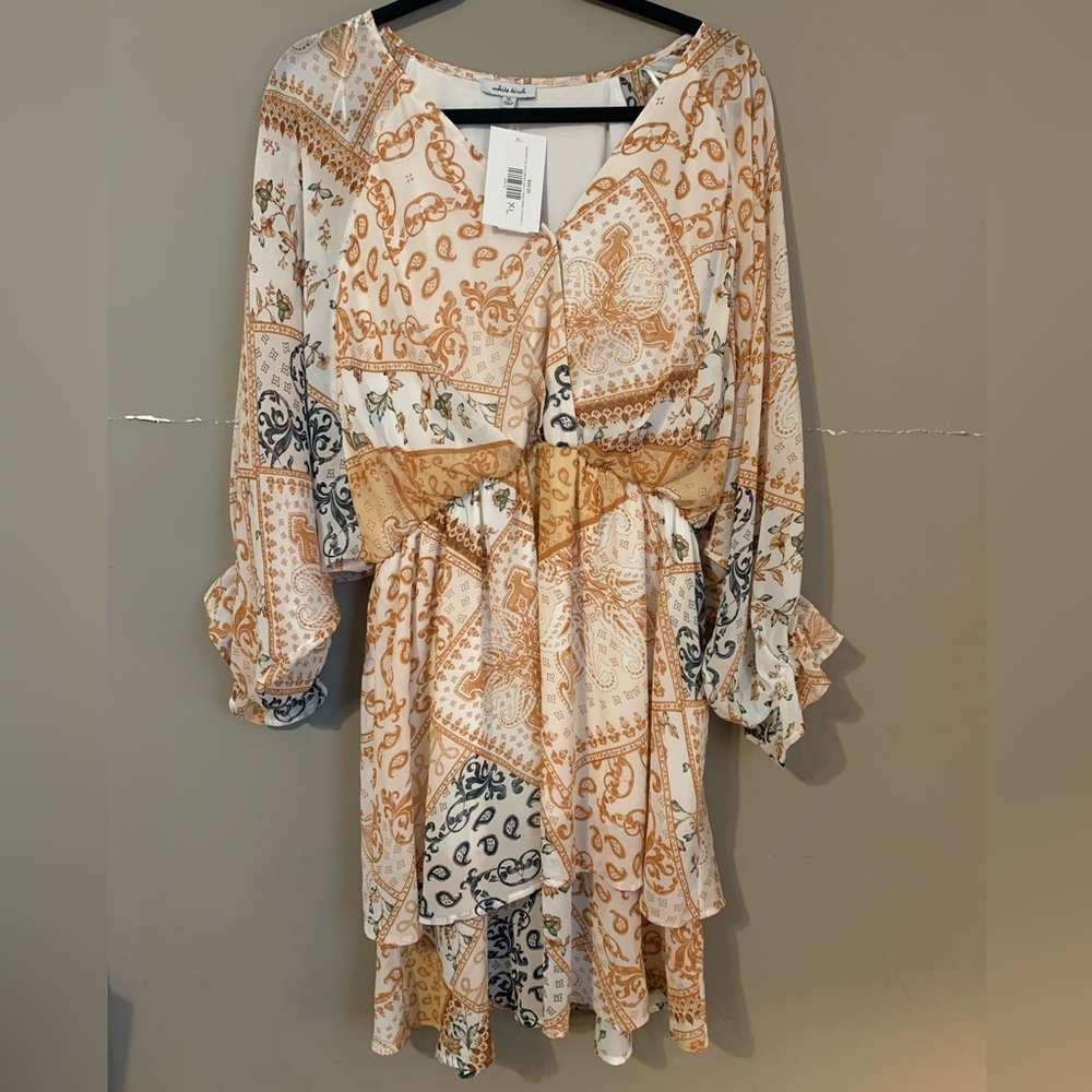 NWT White Birch Multi Color Bandana Dress Size XL